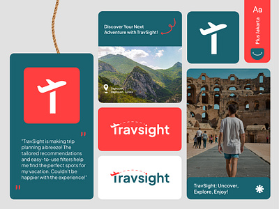Travsight Branding branding design icon logo modern plane t travel ui