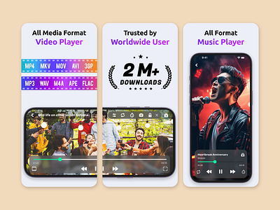 Video Player App Screenshots - Twintra agency app design app store branding graphic design ios app screenshots twintra ui ui design uiux video player