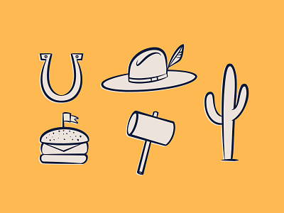 Western Icons - Smash Burger joint badge brand icons brand illus brand illustrations branding cactus cowboy hat design graphic design hammer hat icons illustration logo small illustrations smash burger typography vector western