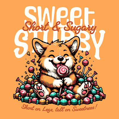 Sweet Stubby adorable candy cartoon corgi cute design funny kittl pop culture print on demand printondemand sweet t shirt t shirt design tshirt tshirtdesign