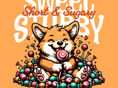 Sweet Stubby adorable candy cartoon corgi cute design funny kittl pop culture print on demand printondemand sweet t shirt t shirt design tshirt tshirtdesign