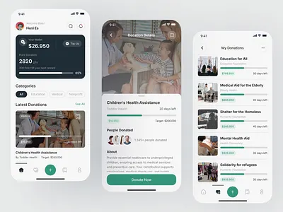 Donation App Design mobile app mobile design modern non profit non profit organization ui ui ux user experience user interface
