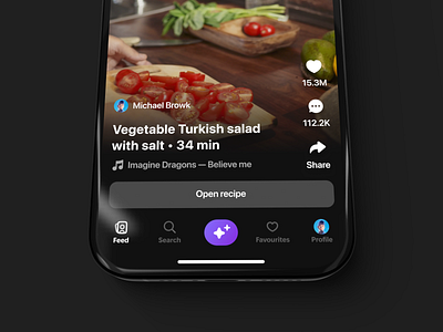 AI Recipe App ai design feed figma food ios like recipes tiktok ui ui kit video