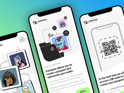 NFT Wallet Mobile App app illustration line illustration mobile app nft nft wallet onboarding tutorial ui user onboarding ux walkthrough welcome screen