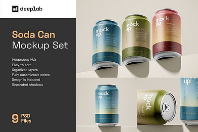 Soda Can Mockup Set aluminium aluminum beer beverage can canned cold container design drink empty label metal metallic mockup packaging soda steel tin water
