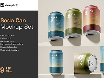 Soda Can Mockup Set aluminium aluminum beer beverage can canned cold container design drink empty label metal metallic mockup packaging soda steel tin water