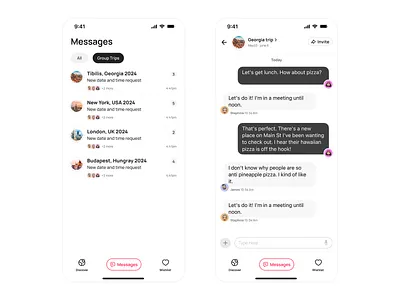 Messaging - Travel App design ios app ios design minimal mobile app mobile ui ui uiux uxdesign