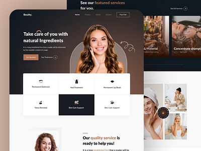 Beauty Center Landing Page UI Design ✦ beauty center beauty ecommerce website design beauty landing page cosmetics ecommerce website figma design landing page makeup morden skin care skincare website treatment web design web designer