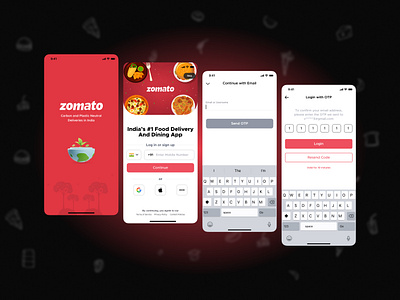 Zomato Login Screen app branding fooddelivery graphic design ui zomato