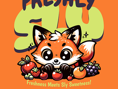 Freshly Sly adorable cartoon cute design fox fruit funny kittl pop culture print on demand printondemand t shirt t shirt design tshirt tshirtdesign