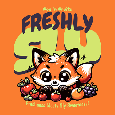 Freshly Sly adorable cartoon cute design fox fruit funny kittl pop culture print on demand printondemand t shirt t shirt design tshirt tshirtdesign