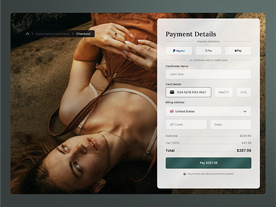 GreenNest - Payment / Checkout 🍃 checkout page glassmorphism minimalism payment page ui web design