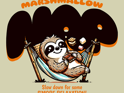 Marshmallow Nap adorable cartoon chill cute design funny kittl marshmallow pop culture print on demand printondemand relax sloth t shirt t shirt design tshirt tshirtdesign