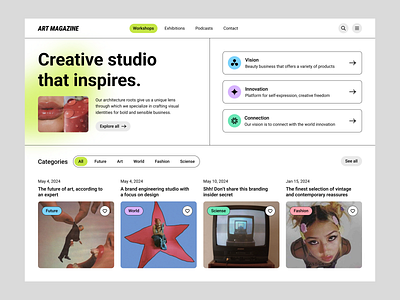 ART MAGAZINE - Web UI 3d branding color design graphic design landing new ui vector web
