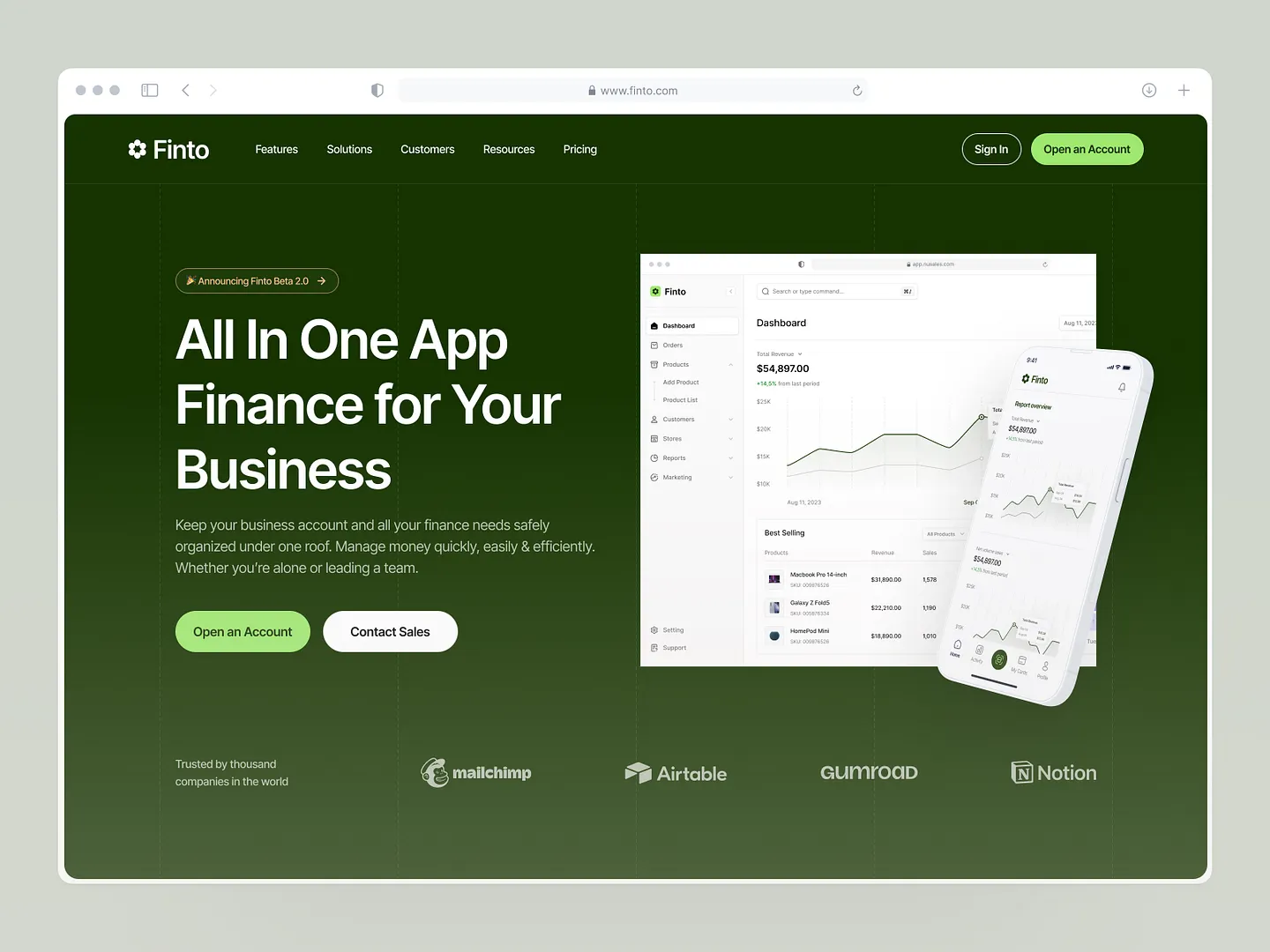 Streamlined Finance Website Design for Business Management