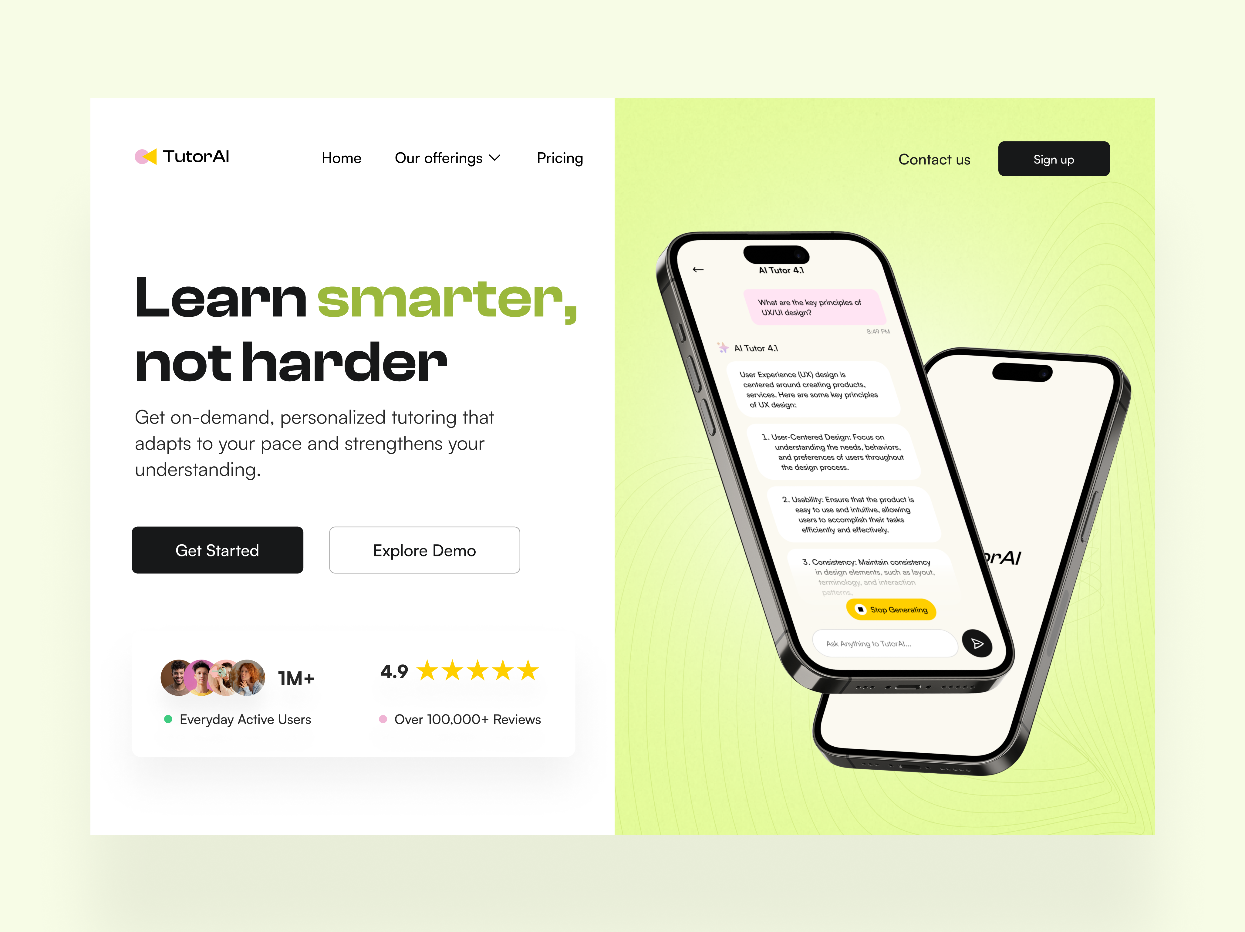 TutorAI - An AI Tutoring Landing Page Concept🌟 3d ai ai app ai tutoring app animation artificial intelligence chatgpt design figma landing page machine learning minimal modern motion graphics ui uidesign uiux ux web website design