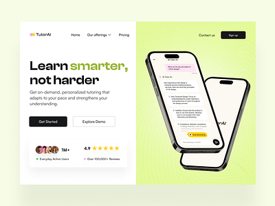 TutorAI - An AI Tutoring Landing Page Concept🌟 3d ai ai app ai tutoring app animation artificial intelligence chatgpt design figma landing page machine learning minimal modern motion graphics ui uidesign uiux ux web website design