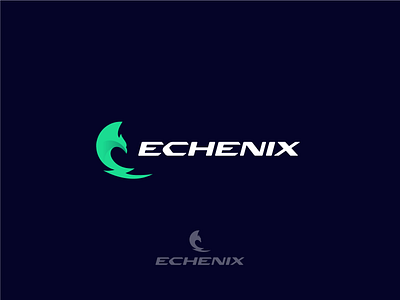 Echenix abstract bolt cool e electric electro fire green light lightning logo modern phoenix