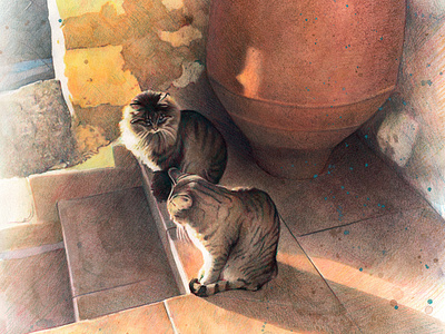 Cats and garden realistic portrait drawing cat catdrawing catportrait catrealisticdrawing catrealisticportrait cats traditionalart traditionalillustration