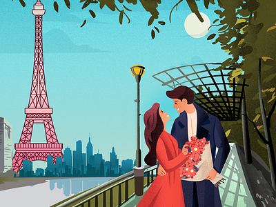 Love is in the air amazing graphics amazing illustrations best illustration companies best of dribbble best of illustrations bounce discovery eiffel tower illustrations illuminz illustration illustrations of people people illustrations