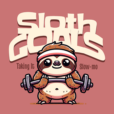 Sloth Goals adorable cartoon chill cute design funny kittl pop culture print on demand printondemand sloth t shirt t shirt design tshirt tshirtdesign