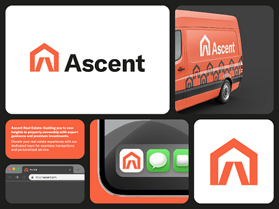 Ascent Real Estate Logo design, (Unused) brand design brand identity branding business home house letter a logo logo design logo mark logosohel logotype modern logo porperty managment property real estate real estate logo rent symbol