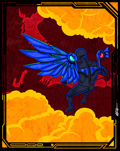•09• Mecha-El 09 angel concept art cyberpunk cyborg digital art digital painting dystopia flying mecha