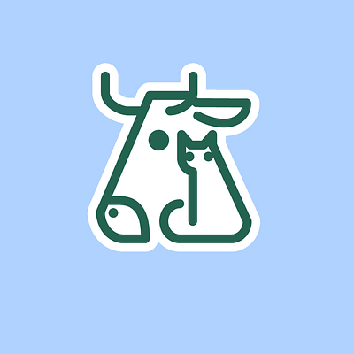 Cow & cat animals cat cow logo