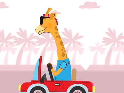 Giraffe Drives Car | Character Animation adobe after effects animation car character character animation design giraffe illustrator