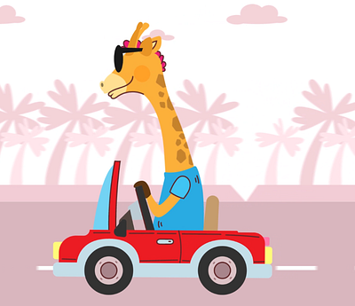 Giraffe Drives Car | Character Animation adobe after effects animation car character character animation design giraffe illustrator