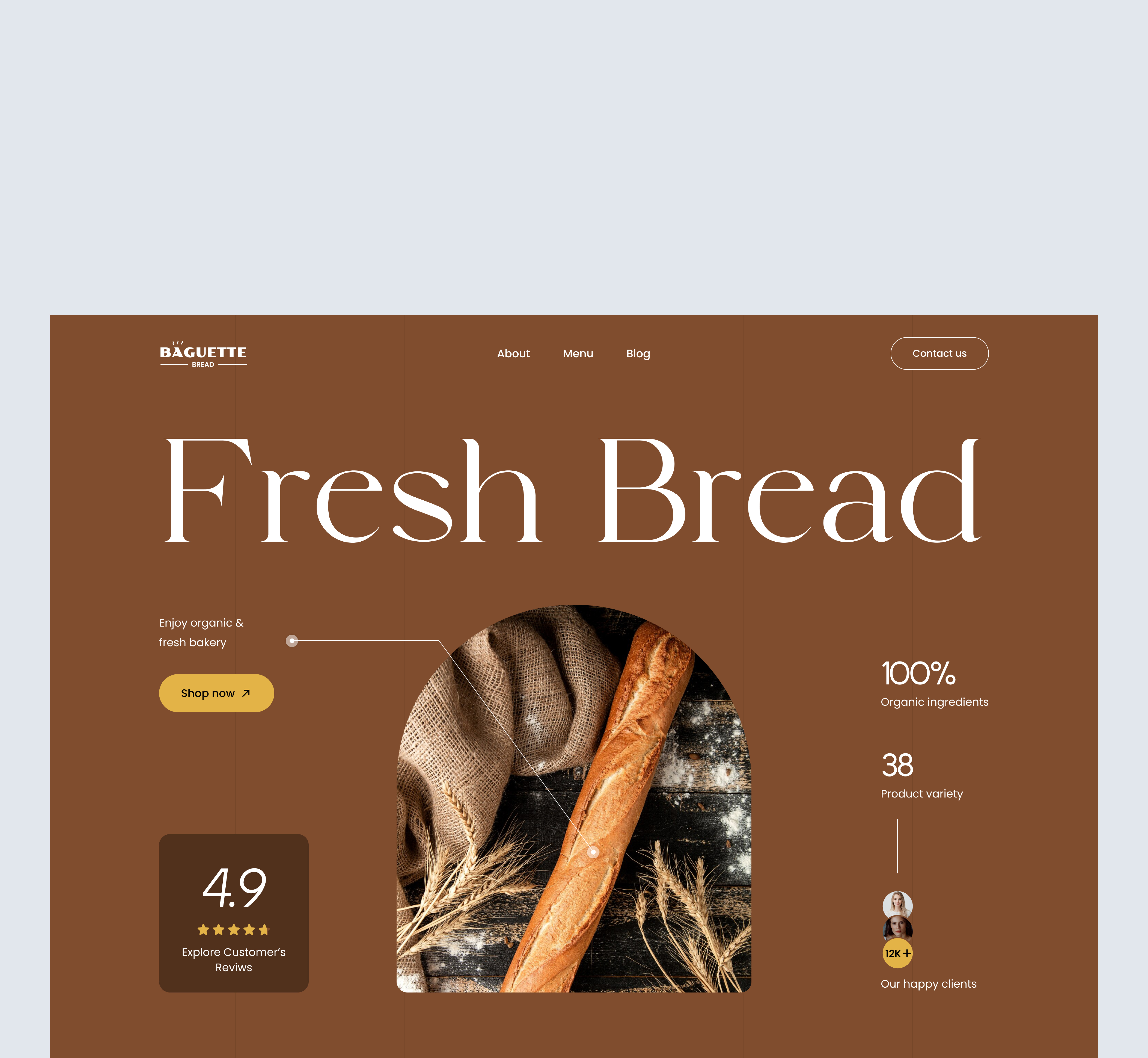 Landing Ui baguette bakery bread brown colors design landing landing page product design rate shop ui ux website