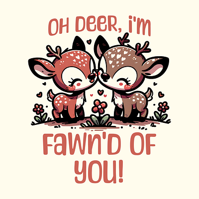 Fawn'd of You! adorable cartoon couple cute deer design funny kittl pop culture print on demand printondemand t shirt t shirt design tshirt tshirtdesign