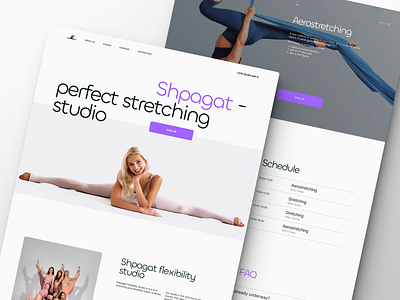 Landing page for stretching studio branding brend design gym landing light minimalistic mobile purple simple stretching studio ui ux web design website white