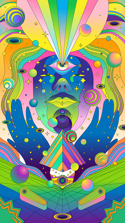 Pinball Wizard - Amadine amadine art direction branding bright color colour cool design drawing face graphic illustration landscape pinball psychedelic retro surreal vector vivid