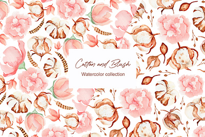 Cotton and Blush botanical pattern floral background floral pattern pattern design seamless pattern watercolor pattern