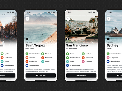 Travel Guide Overview for STAR GUIDE android app flutter ios location map mobile overview travel guide ui user interface