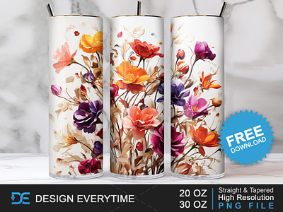 Floral Tumbler Wrap Design, 20 oz & 30 oz Tumbler Free Download 20 oz tumbler 30 oz tumbler custom design custom tumbler warp design floral tumbler floral tumbler warp flower tumbler graphic design graphic designer illustration product design product packaging tumbler tumbler design tumbler warp