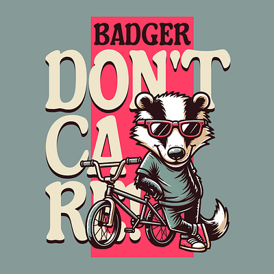 Badger Don't Care! adorable badger cartoon cute design fun funny kittl pop culture print on demand printondemand t shirt t shirt design tshirt tshirtdesign