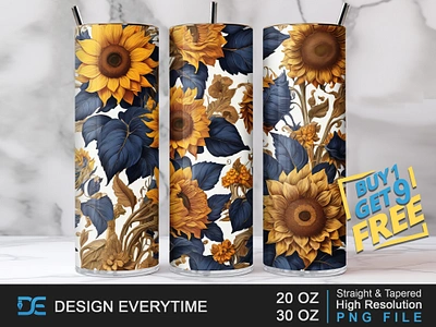 3D Floral Tumbler Wrap Design, 20 oz & 30 oz Tumbler design drink in style drinkware decor flower pattern graphic design pattern product design product designer product packaging product warp tumbler tumbler decor tumbler design tumbler warp