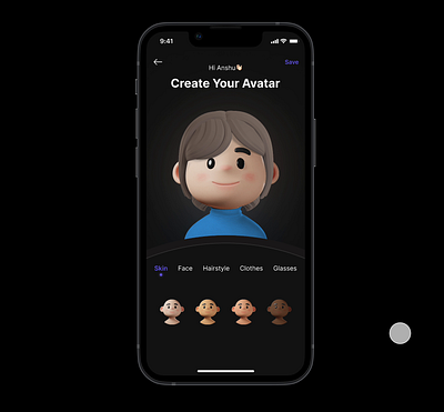 Create Your Avatar animation ui