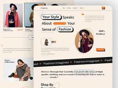 Fashion website Landing Page design concept branding ecomerce fashion fashion shopping landing page modern design sustainable ui design uiux web fashion website design womens collections