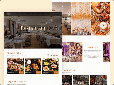 Four Season Restaurant Website Design (UI/UX LandingPage) bakery website design booking module design creative landing page figma design online reservations restaurant website design table booking module ui landing page design uiux design user website design wedding hall design