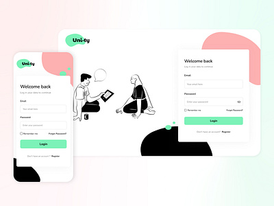 Uni-ty Mobile & Desktop Log in Page log in login page sign up ui user experience user interface ux