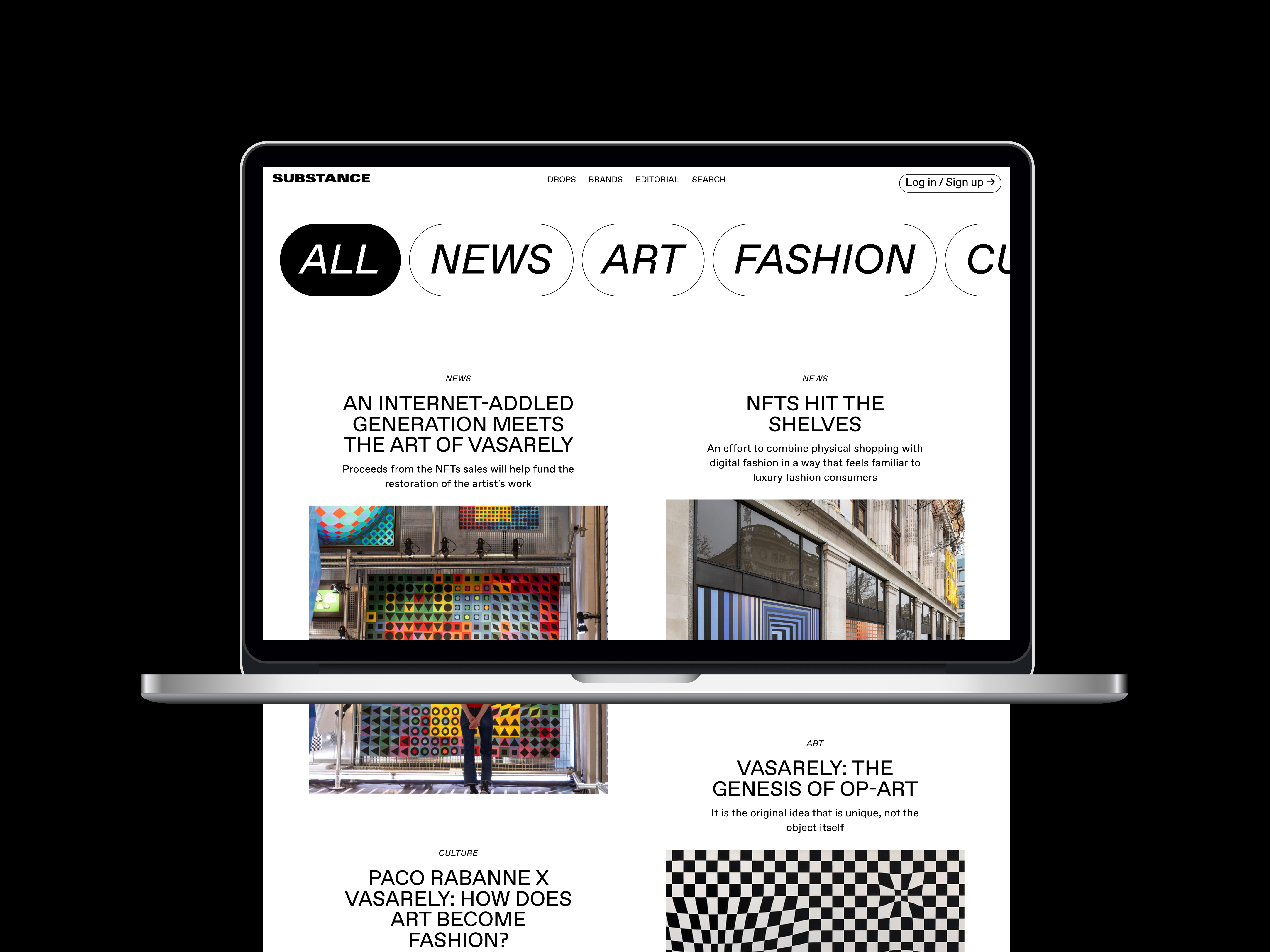 Substance - Luxury Fashion NFTs editorial design product design product strategy ui ux