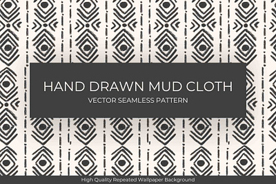 Hand Drawn Mud Cloth Pattern african pattern ancient pattern black white mud cloth wallpaper