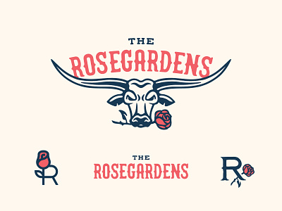 The Rosegardens brand kit bull logo cow farm flower graphic kit hand drawn logo design longhorn monogram ranch branding rose