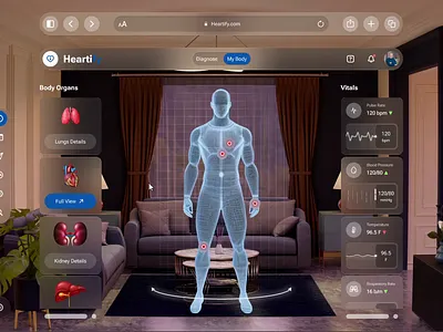 Patient Health Monitoring By AR 3d animation apple vision pro ar ui ux vr