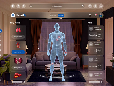 Patient Health Monitoring By AR 3d animation apple vision pro ar ui ux vr