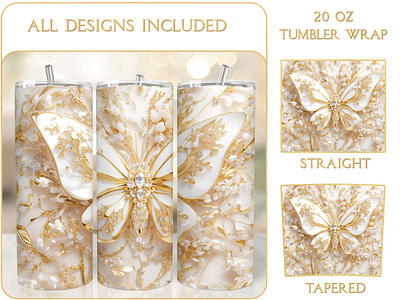 Luxury Butterfly 20 Oz Tumbler Wrap Sublimation butterfly tumbler design