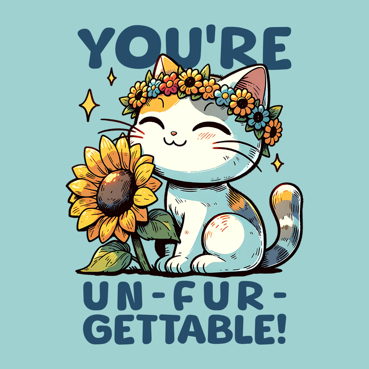 Un-fur-gettable adorable cartoon cat cute design funny kittl kitty pop culture print on demand printondemand t shirt t shirt design tshirt tshirtdesign